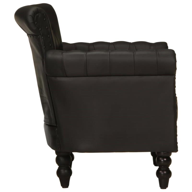 Fauteuil cuir noir vintage accoudoirs