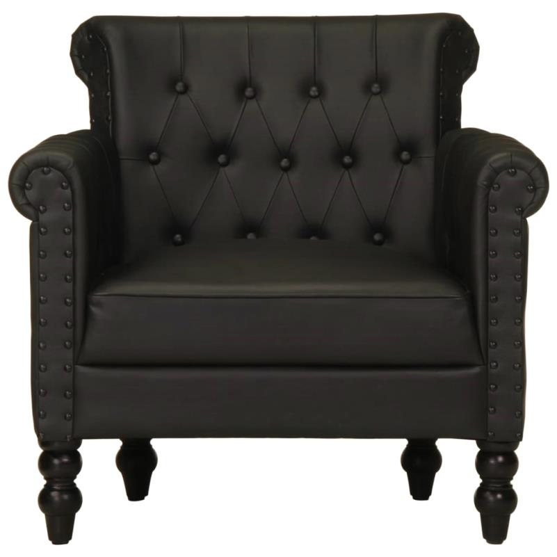 Fauteuil cuir noir vintage pieds