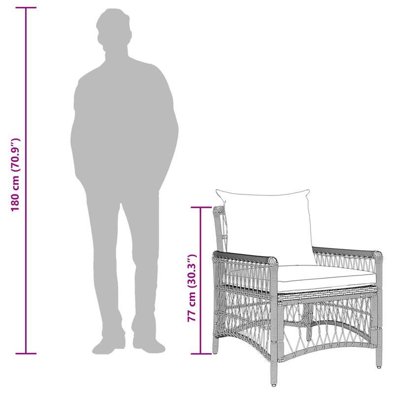 Fauteuil de jardin en rotin hauteur