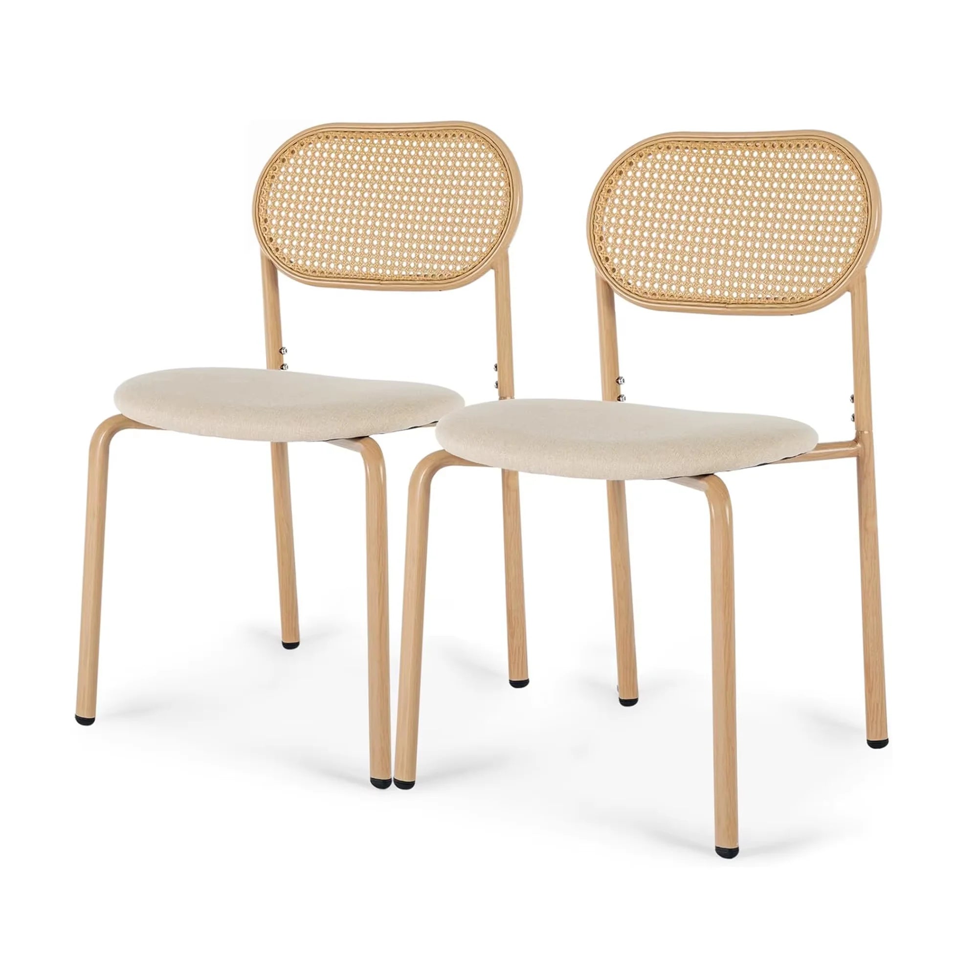 Fauteuil rotin métal vintage beige