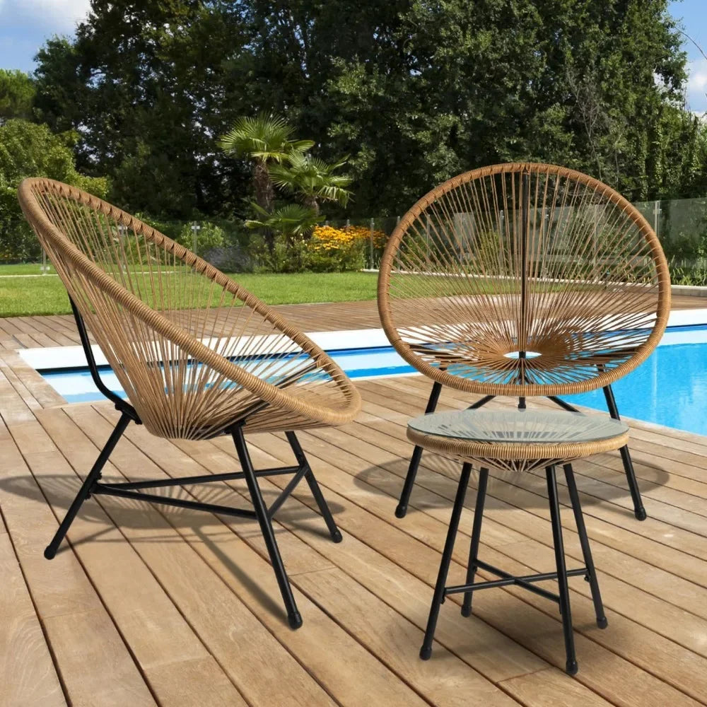 Salon rotin de jardin piscine
