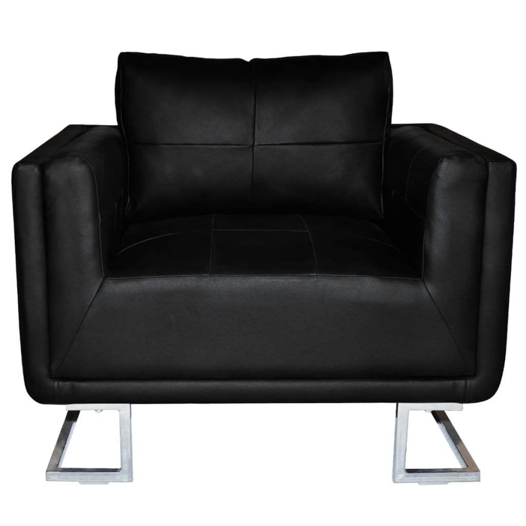 fauteuil en cuir année 70 noir