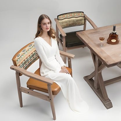 Chaise en bois vintage orange noir 