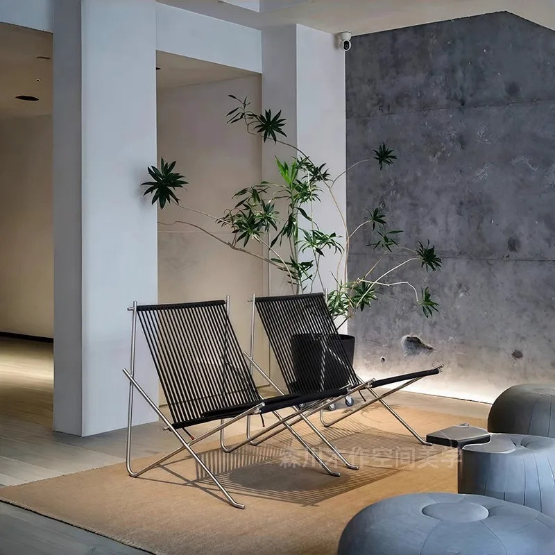 Chaise pliante vintage industrielle noir 