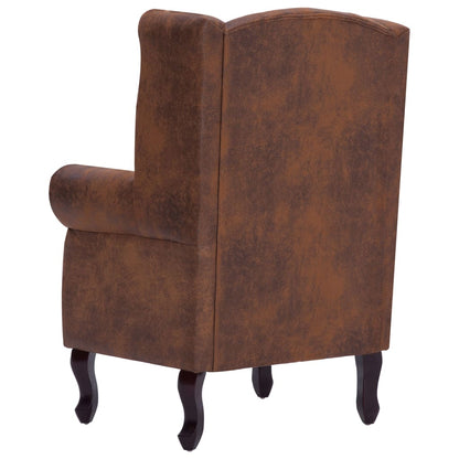 Fauteuil chesterfield cuir vintage avec repose pied fond dossier