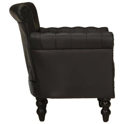 Fauteuil cuir noir vintage accoudoirs