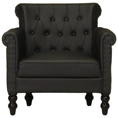 Fauteuil cuir noir vintage pieds 