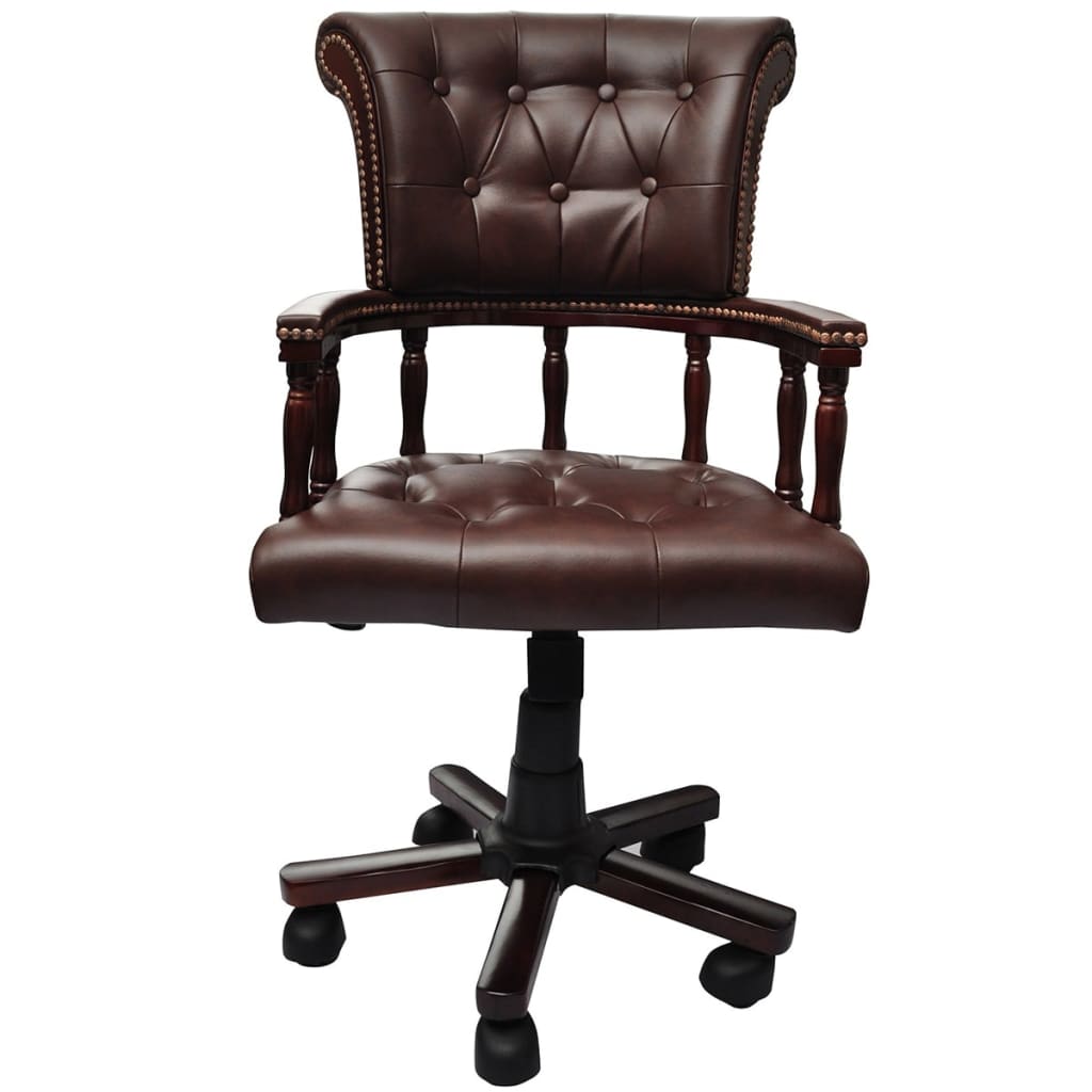 Fauteuil de bureau cuir vintage marron 