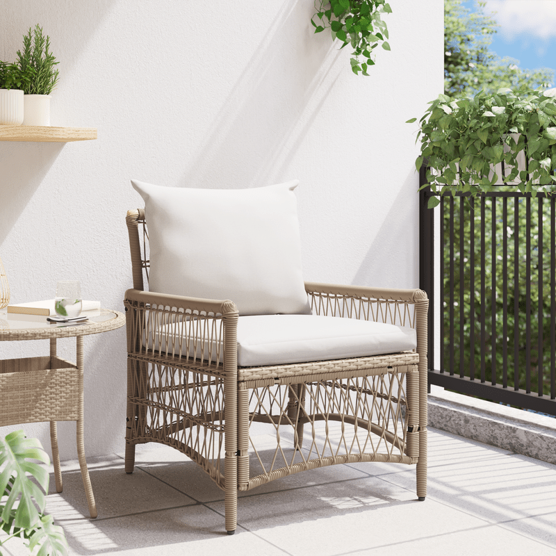 Fauteuil de jardin en rotin coussin beige