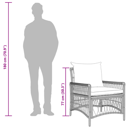 Fauteuil de jardin en rotin  hauteur
