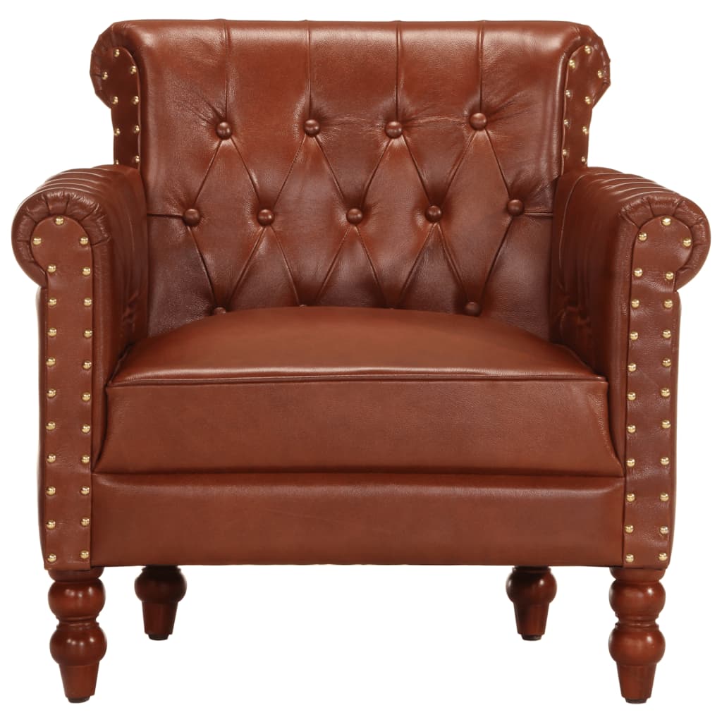 Fauteuil en cuir marron vintage chaise